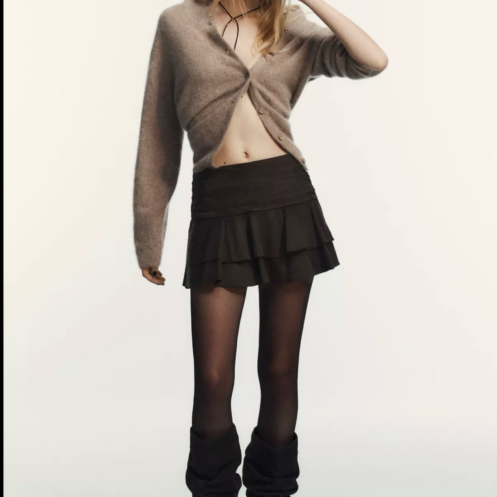 Zara Brown Ruffled Mini Skirt